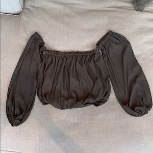 Olive green off the shoulder top